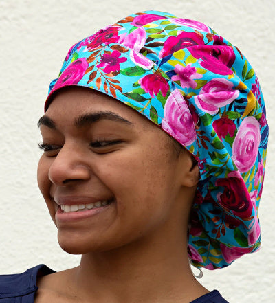 Bouffant satin-lined scrub hat