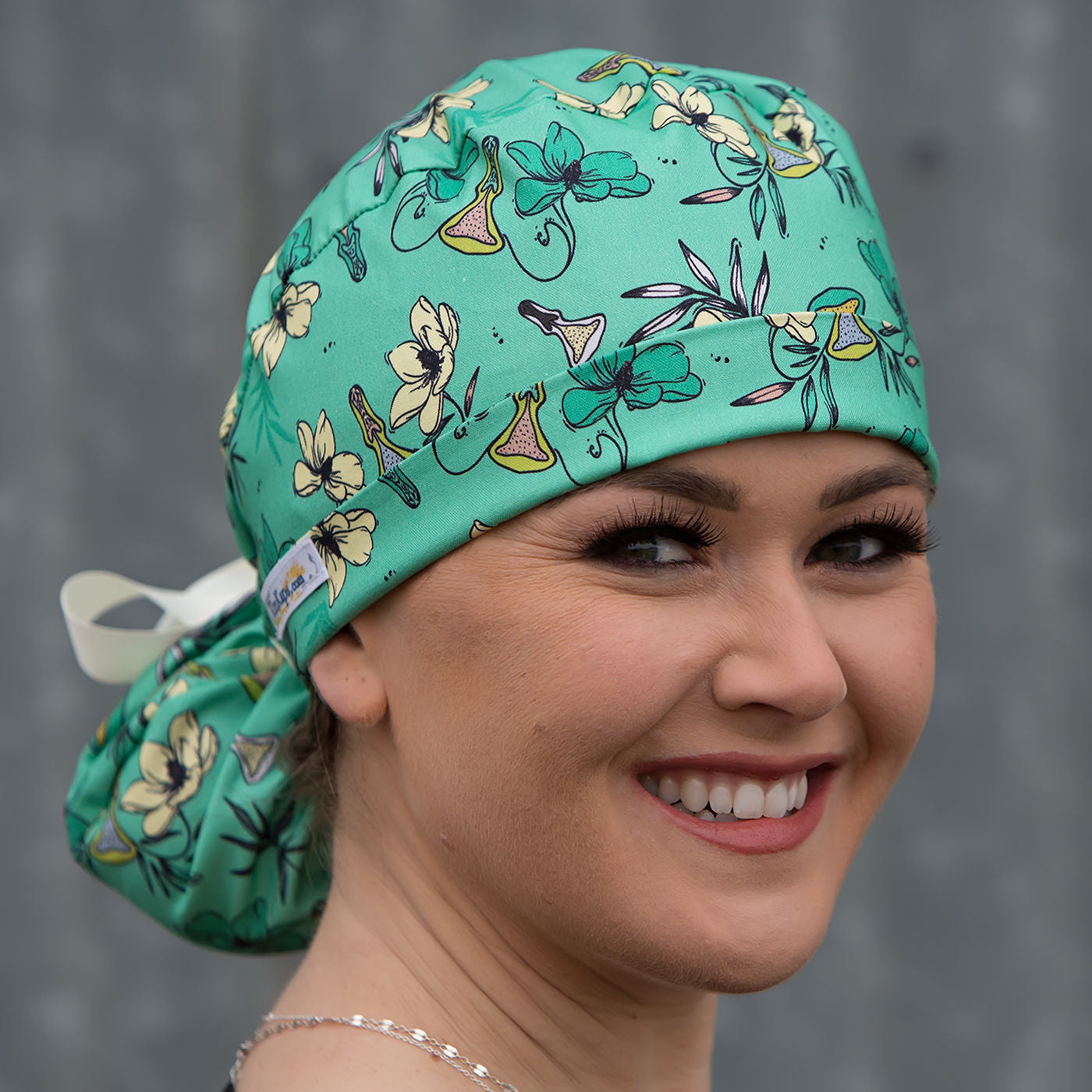 ponytail cuterus scrub hat with uterus