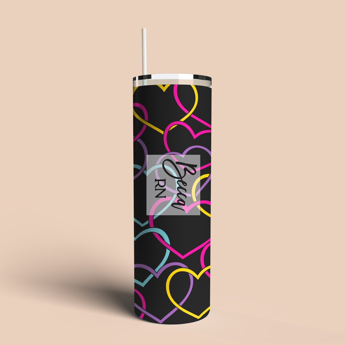 linked heart tumbler with name