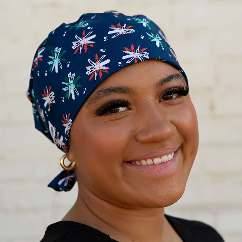 tieback scrub cap with scalpels