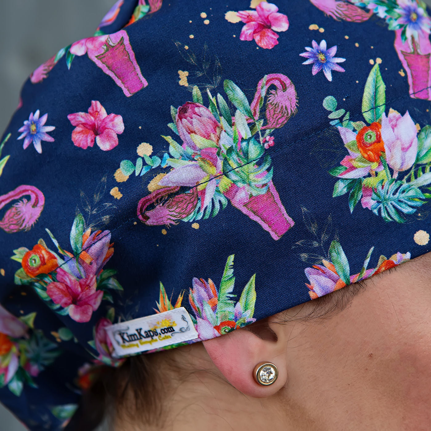 euro style scrub cap with uterus