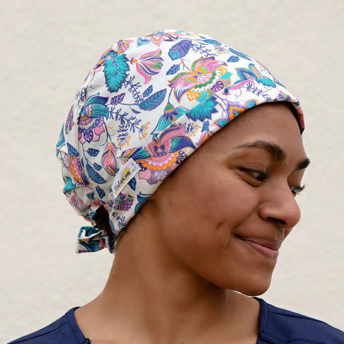 Tieback satin-lined scrub hat