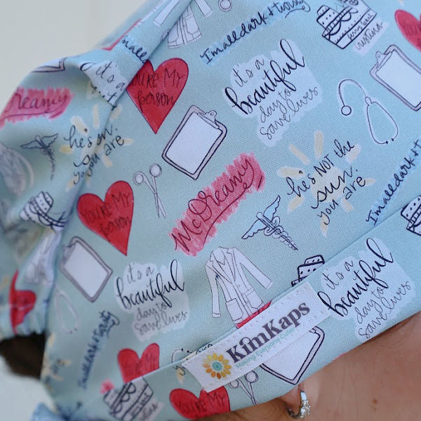 Greys Anatomy themed scrub hat tieback