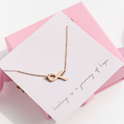rose gold ribbon cancer awareness necklace