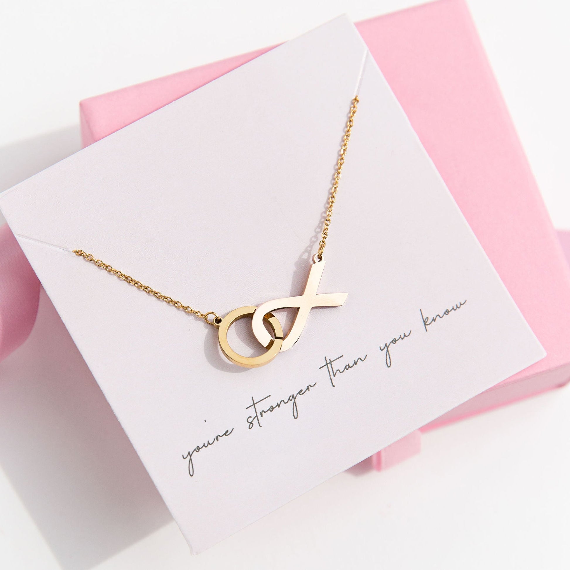 stronger than you know breast cancer awareness necklace