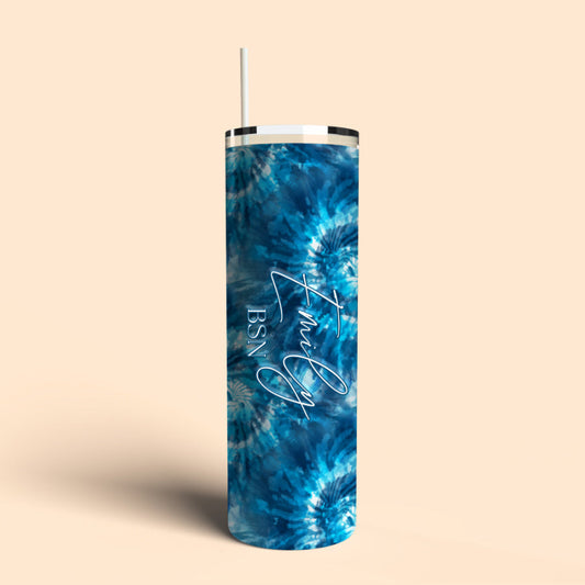 blue tie die tumbler