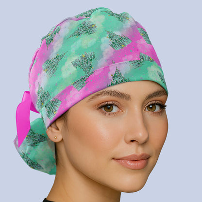 ponytail scrub cap Wicked themed with Emerald City