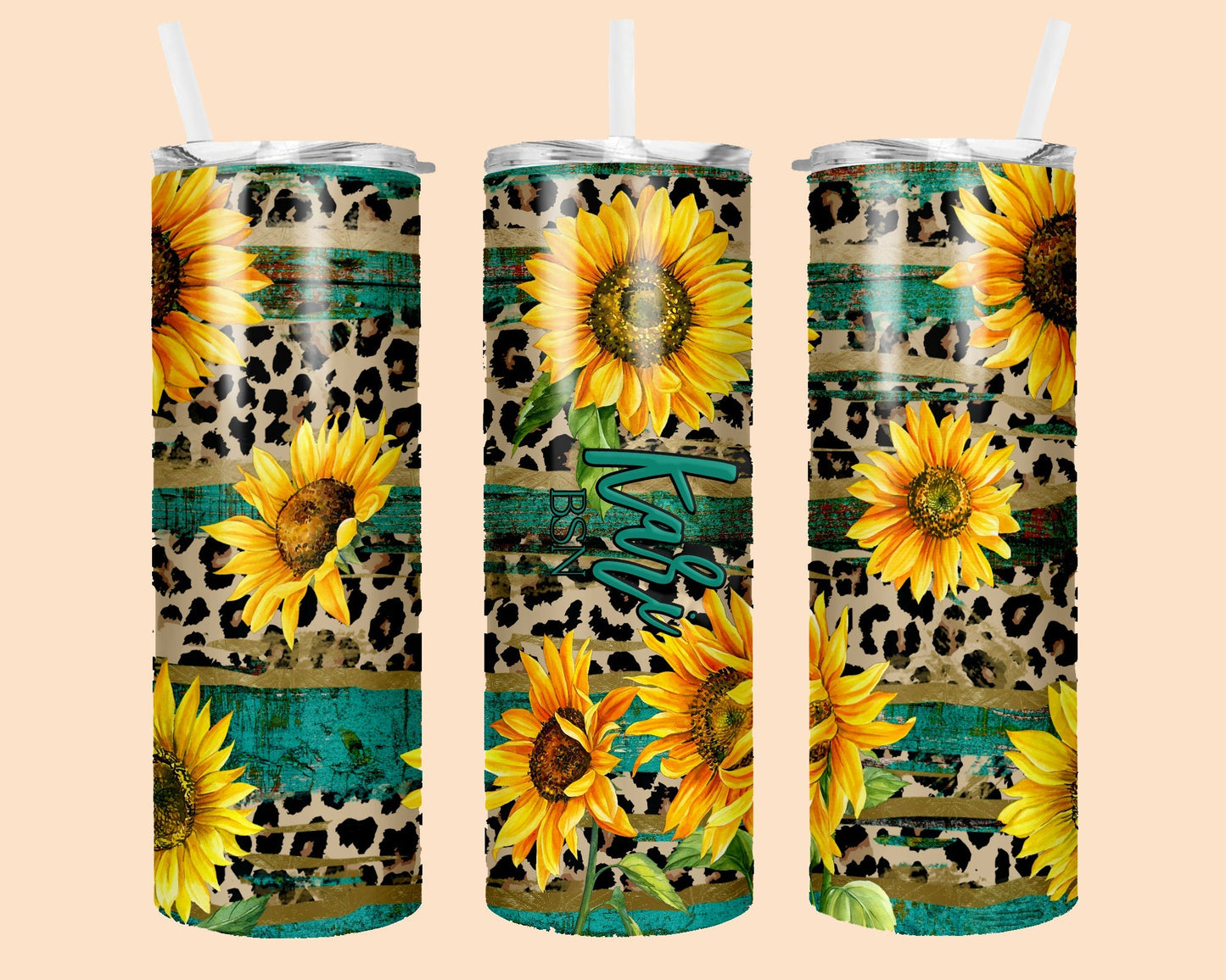 sunflower leopard tumblers
