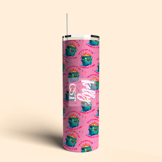 dumpster fire tumbler cup