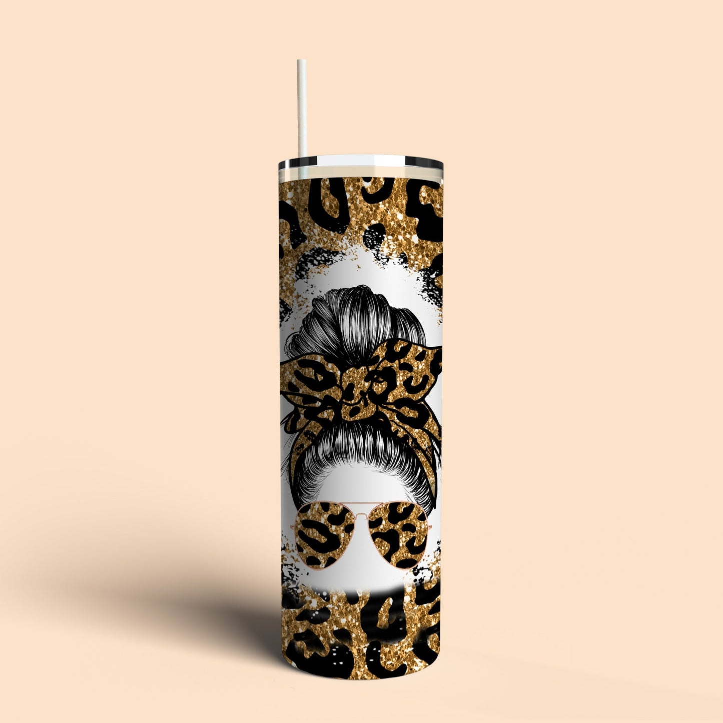 Leopard Messy Bun Tumbler
