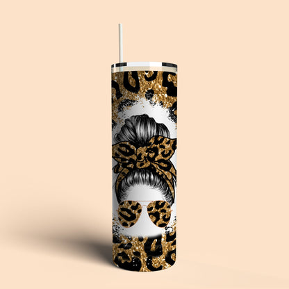 Leopard Messy Bun Tumbler