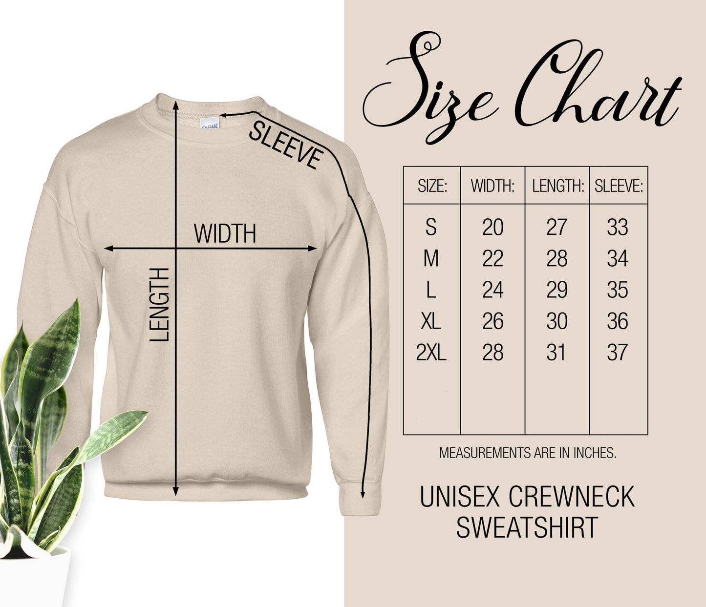 sweatshirt sizing chart