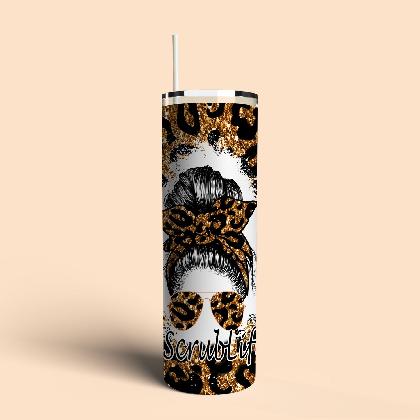 Leopard Messy Bun Tumbler