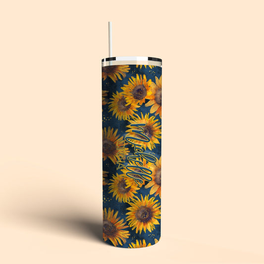 custom tumbler with sunflowers