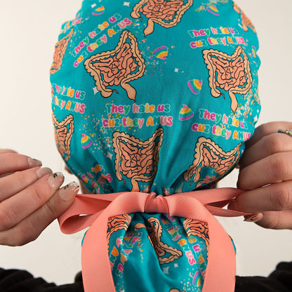 ponytail scrub hat with intestines