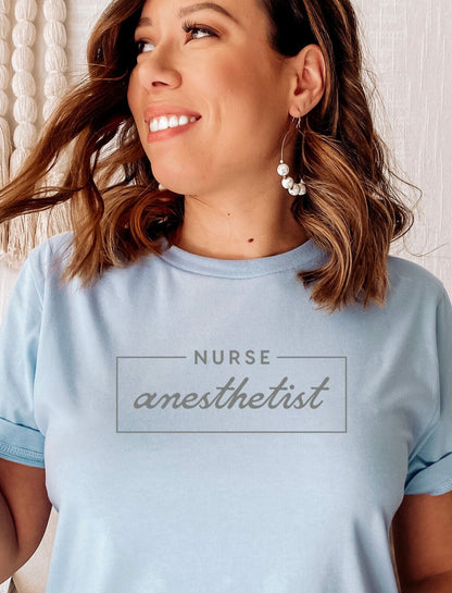 light blue CRNA t-shirt